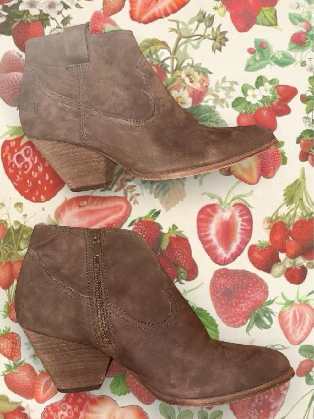 Frye Suede Leather Reina Ankle Booties